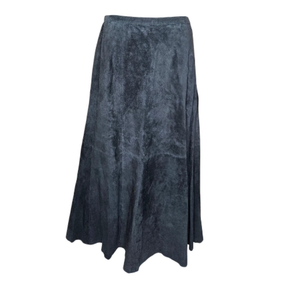 NEW Chico's black suede leather Jalyn maxi skirt 1/M